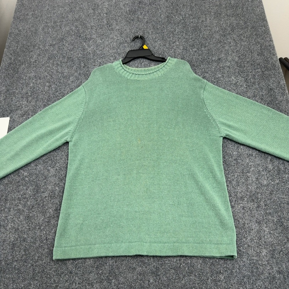 L.L. Bean Sweater Mens XL Green Linen Cotton Knit Crewneck Classic Casual